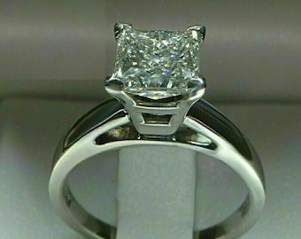 2ct Lab Created Diamond Engagement Cluster Ring Solid 14K Yellow Gold Finish