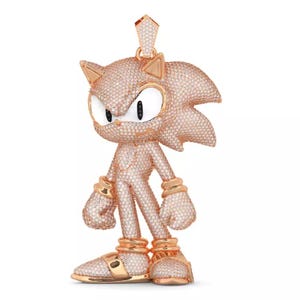 Colgante personalizado con dibujos animados en capas de moissanita de corte redondo de 3,00 ct chapado en oro rosa de 14 quilates
