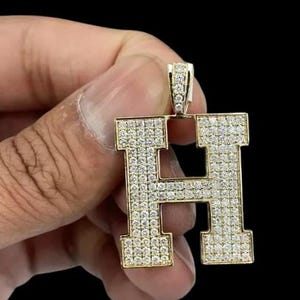2.0 Ct Round Cut Diamond Initial H Pendant Necklace 14K Yellow Gold Plated  Birthday gifts No Chain