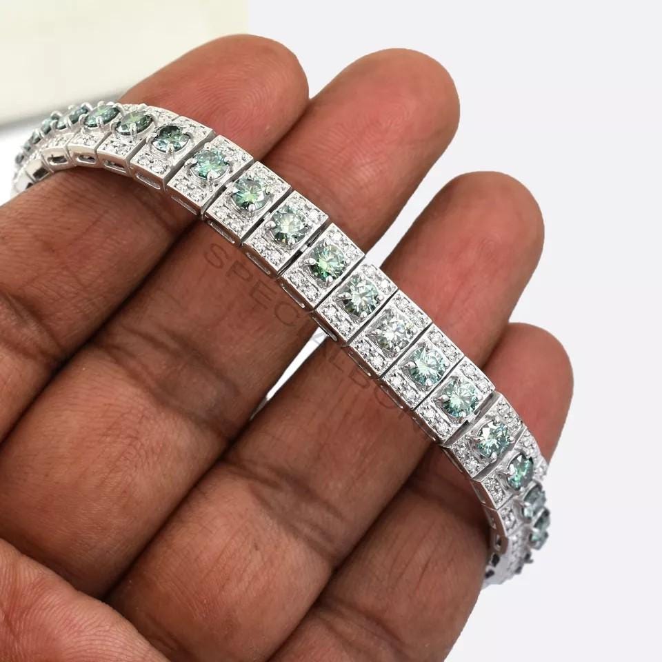 8.26カラットの認定ブルーダイヤモンド テニスブレスレット