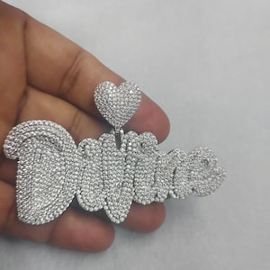 Colgante de moissanita real/Colgante de "NOMBRE" personalizable para hombre de 3 ct/Amuleto personalizado/Colgante de hip hop/Colgante de moissanita/Regalo de cumpleaños