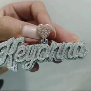 Colgante de moissanita real/Colgante de "NOMBRE" personalizable para hombre de 3 ct/Amuleto personalizado/Colgante de hip hop/Colgante de moissanita/Regalo de cumpleaños