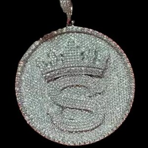3.0 Ct Round Cut Lab-Created Moissanite Custom Letter Pendant White Gold Plated Birthday Gifts No chain