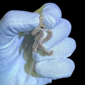 Real Moissanite 2.0 Ct Round Cut Customize Letter Pendant 14K Yellow Gold Plated Birthday Gifts No Chain