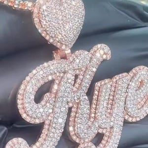 2.50 Ct Round Cut Real Moissanite Women Name Custom Pendant 14K Rose Gold Plated Birthday gifts No Chain