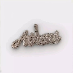 Colgante de moissanita personalizado "NOMBRE" / Collar con dije de hip hop para hombre de 3 ct / Colgante de moissanita real / Regalo de joyería de cumpleaños único