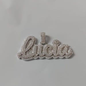 Collar con nombre personalizado de moissanita de 3 quilates: colgante de plata con piedras brillantes: regalo de lujo con piedra brillante, collar personalizado
