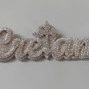 Colgante de plata con nombre personalizado y moissanita auténtica de 3 quilates: regalo de lujo con piedra brillante, regalo de joyería de moissanita, collar personalizado