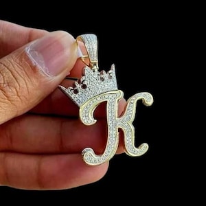 2.0 Ct Round Cut Moissanite Customized K' Letter Pendant In 14K Yellow Gold Plated Birthday Gifts No Chain