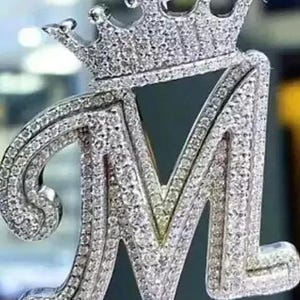 3.0 Ct Round Cut Real Moissanite Custom Letter Men's Pendant 14K White Gold Plated  Birthday Gifts No Chain