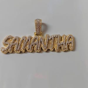 Custom Moissanite Name Pendant - Gold Plated Silver, 3ct Iced-Out Moissanite, Personalized Gift for Men & Women, Gift for Her and Him