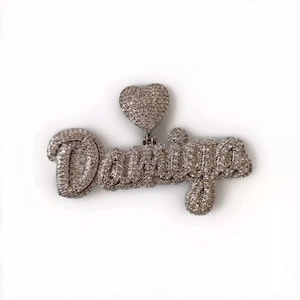 Colgante de moissanita para hombre / Colgante "NOMBRE" personalizable de 3 ct / Collar con dije de hip hop real / Regalo de joyería perfecto para cumpleaños