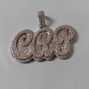 Real Moissanite Pendant| 3.00 ctw Men&#39;s Customisable &quot;NAME Pendant&quot;| Custom Charm| Hip Hop Pendant | Moissanite Pendant|