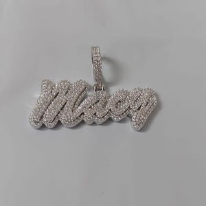 Colgante con nombre escrito en moissanita de 3 quilates personalizado: collar de plata con piedra brillante: regalo de lujo con piedra brillante, collar personalizado
