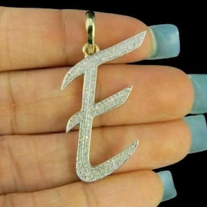 2.0 Ct Round Cut  Diamond E Letter Initial Pendant 14K Yellow Gold Plated Birthday gifts No Chain