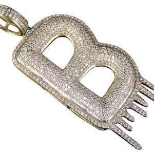 Colgante de moissanita auténtico / Letra de nombre personalizable de 4 ct para hombres y mujeres / Amuleto personalizado / Joyería de hip hop / Regalo de cumpleaños ideal