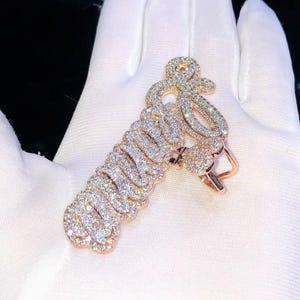 3.30 Ct Round Cut Real Moissanite Customize Name Pendant 14K Rose Gold Plated Birthday gifts No Chain
