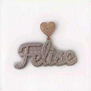 Colgante de moissanita personalizado de 3 ct con "NOMBRE" para hombre/collar con dije de hip hop real/regalo de joyería personalizado para cumpleaños u ocasiones especiales
