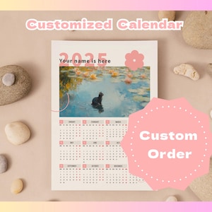 Gatti nelle ninfee / Monet / Calendario stampabile 2025 / Ordine personalizzato/Realizzato su ordinazione/Personalizzato | Regalo per amanti dei gatti e dell'arte / DOWNLOAD DIGITALE