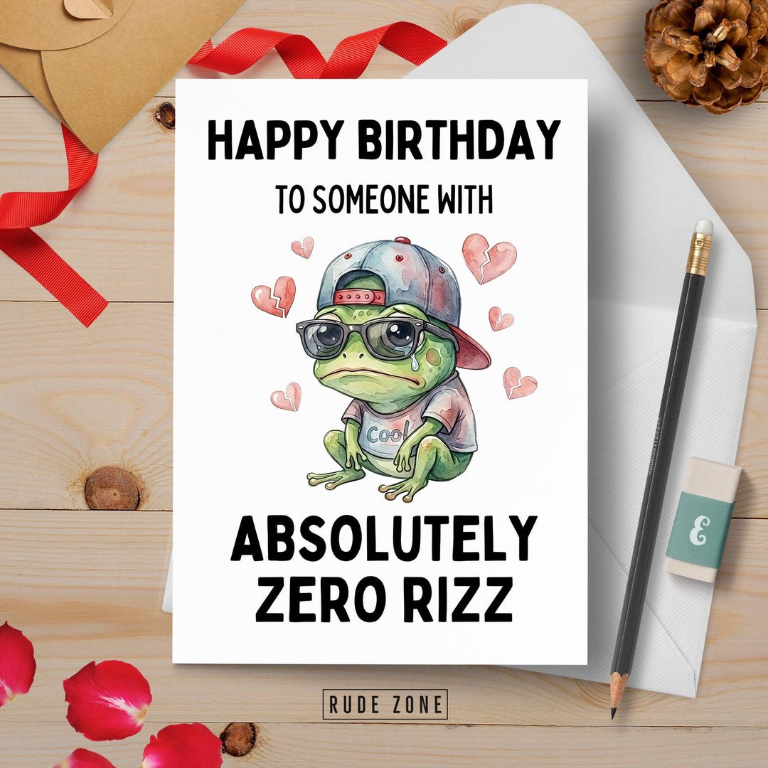 Funny Zero Rizz Birthday Card - Etsy