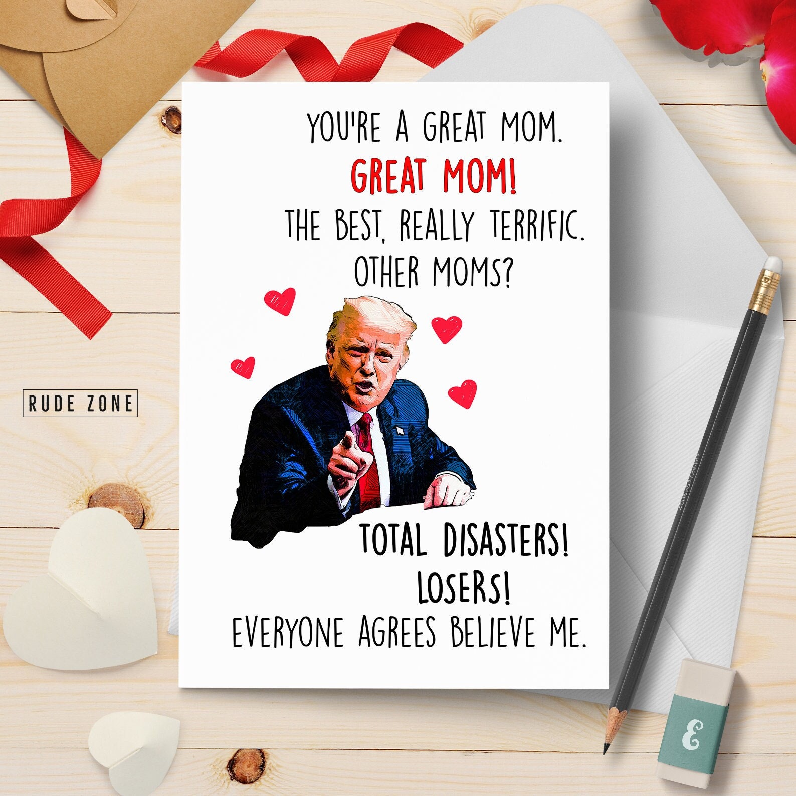 Funny Donald Trump Mom Greeting Card GREAT MOM Donald Trump Inspired ...