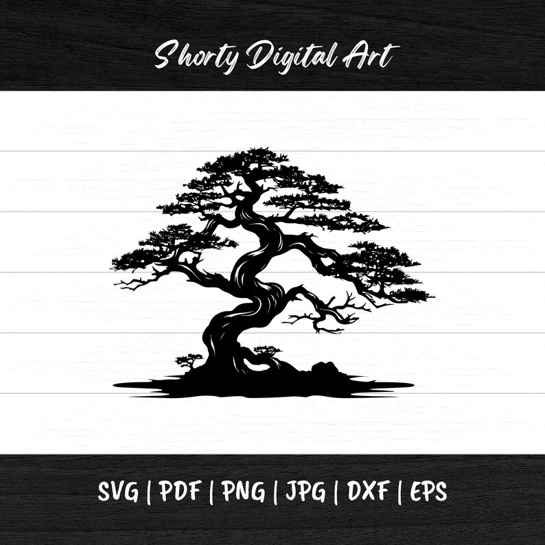 Bonsai Tree SVG Silhouette Vector Svg Pdf Png Jpg Dxf Eps Etsy