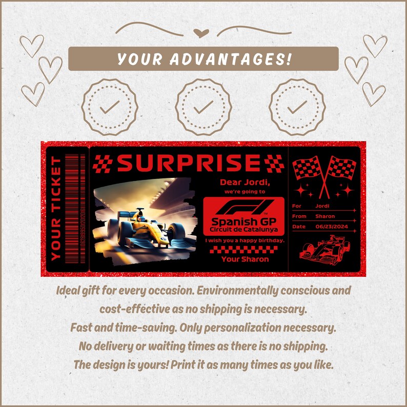 Voucher Formula 1 Spanish GP Gift Template, F1 Barcelona, English