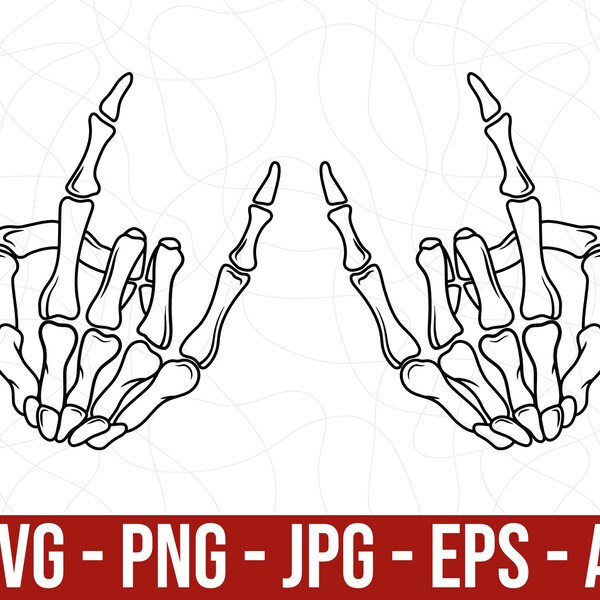 Skeleton Hands Rocker Svg, Halloween Png, Skeleton Rock On hand Png, Skeleton Png, Rock And Roll Sign Svg, Skeleton Hand Svg, Cricut File