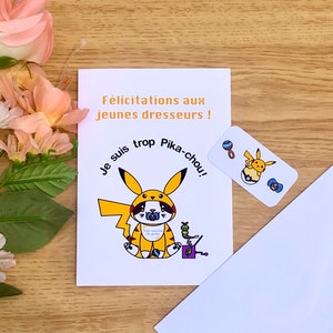 Carte de félicitations naissance Pikachu, carte naissance bébé, bébé geek, bébé Pokémon, carte de félicitations Pokémon, jeunes parents geek