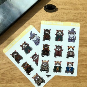 Planche de stickers Communauté de l'Anneau, stickers Seigneur des Anneaux, stickers Gandalf, papeterie LOTR, papeterie geek