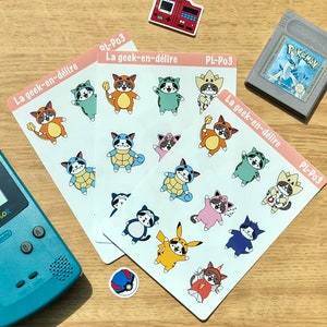 Planches de stickers Pokémon cultes, stickers Pikachu, stickers Salamèche, stickers Bulbizarre, stickers Carapuce, starter pack Pokémon