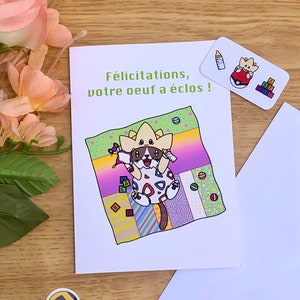 Carte de félicitations naissance Togépi, carte naissance bébé, bébé geek, bébé Pokémon, carte de félicitations Pokémon, jeunes parents geek