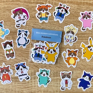 Mini stickers Pokémon, première génération Pokémon, Sacha, Ondine, Pierre, Champions arènes Pokémon, Professeur Chen, Team Rocket