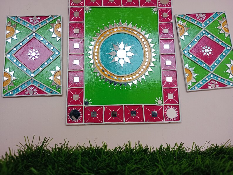 Vibrant Rectangular Lippan Art Set Elevate Your Home Decor Etsy