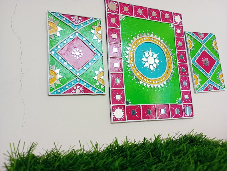 Vibrant Rectangular Lippan Art Set Elevate Your Home Decor Etsy