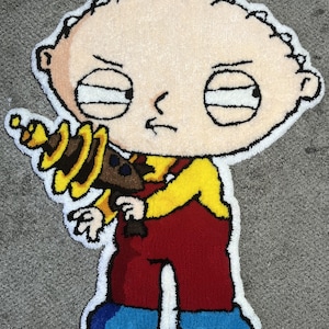 Evil Baby with Laser Handmade Rug | Cartoon-Inspired Tufted Art | Pop Culture Decor