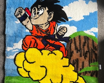 Custom Fan-Made Dragonball-Inspired Rug - Vibrant Flying Hero Design