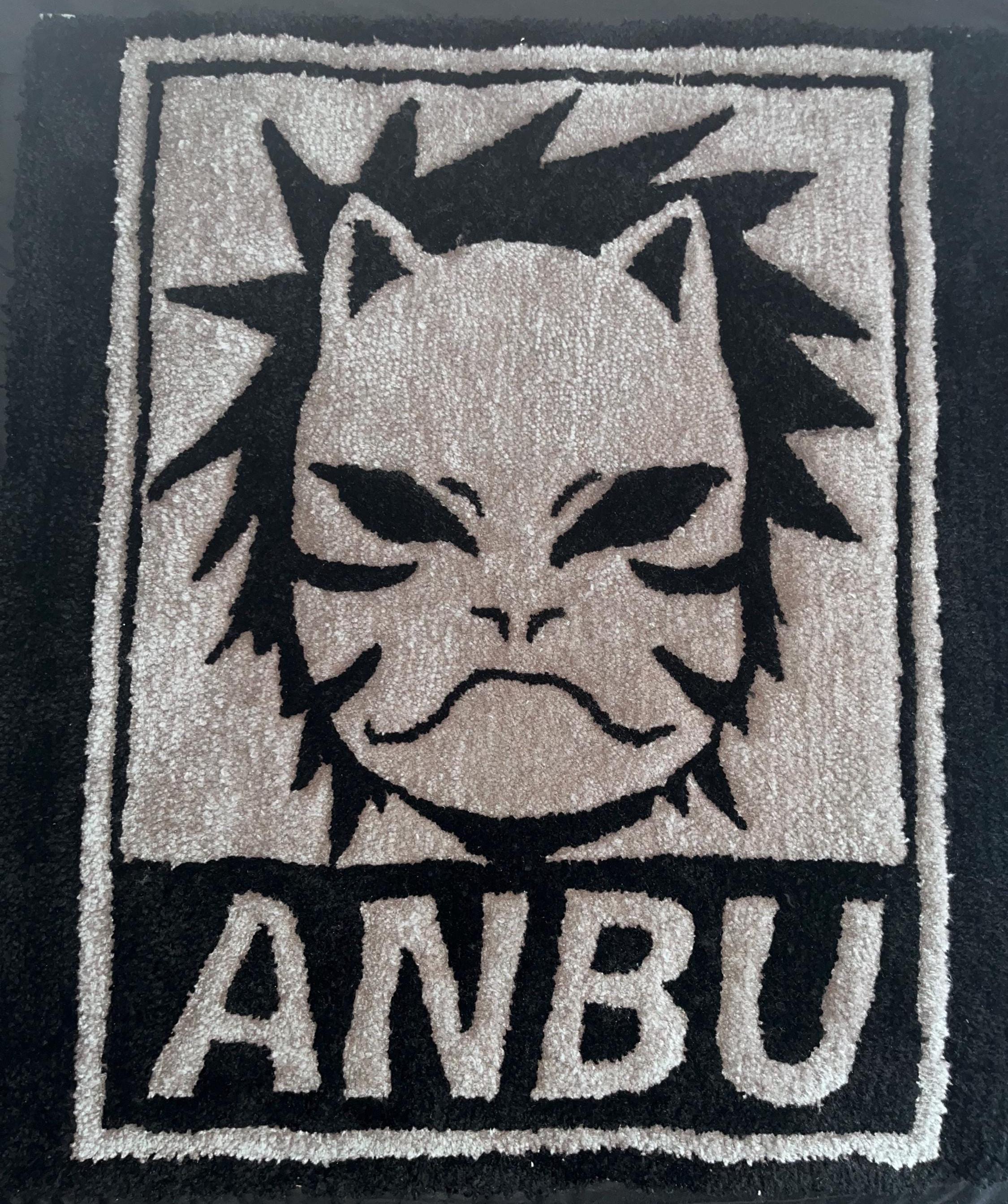 Handmade ANBU Rug | Anime-Inspired Tufted Anime Rug | 2x2 Wall or Floor Decor | Otaku Roon Giftste
