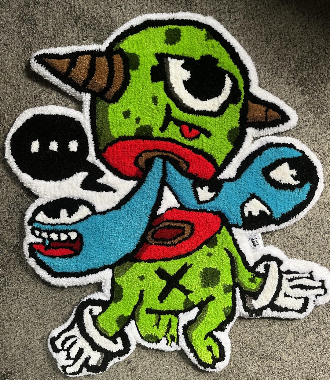 Handmade Custom Tufted Rug | Colorful Monster Art Rug | Unique Funky ...
