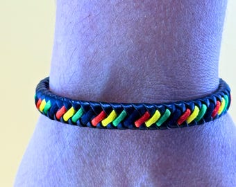 Bracelet Brésilien Style Rasta/reggae - Couleurs Vert, Rouge, Jaune, Noir - Neuf Sans Emballage