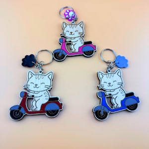 Cat Keychain | Purse Accessory | Wood Keychain | Hand painted | Handcrafted | Bag Charm | Cat Lover | Cat Mom | Pet Lover