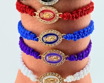 Virgin Mary Bracelet| La Virgen de Guadalupe| Adjustable| Macrame Cord| Various Colors| Handmade|