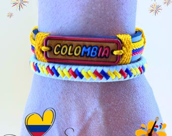 Handmade Colombian Flag Woven Bracelet: Adjustable Pride Jewelry