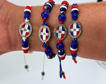 Pulsera con la bandera de República Dominicana: Pulsera ajustable del orgullo caribeño