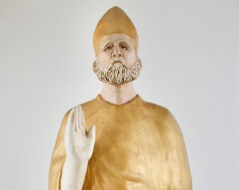 Hand carved Saint Nicholas - Old World Santa Claus, from the Santa through the Ages Collection by Lewis Brown