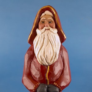 Santa as Father Christmas with his coal - hand carved in wood - one of a kind, vintage from the 1980&#39;s