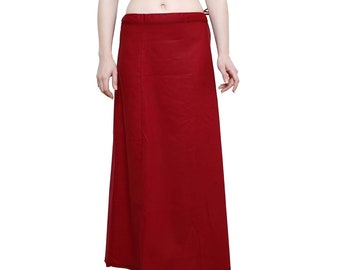 Jupon en coton pour femme, jupon saree en coton, jupon sari en pur coton (taille unique, bordeaux foncé)