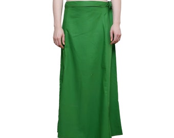 Women's Cotton Petticoat Saree Cotton Underskirt Sari Pure Cotton Petticoat (Free Size, Green)