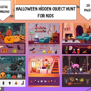 Halloween Hidden Object Hunt for Kids, 20 Page Fun and Brain-Boosting Activity Book
