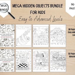 Mega Hidden Objects Bundle For Kids,  90 Pages of Brain-Boosting Fun